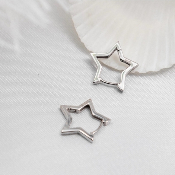 Silver Stylish Hoop Earrings - 925 SterlingSilver - Picture 2 of 5